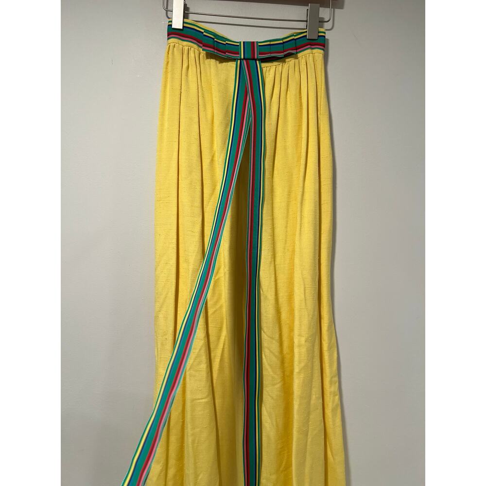 Vintage Homemade Maxi Skirt Butter Yellow with Ribbon Size Small JL - Picture 5 of 14